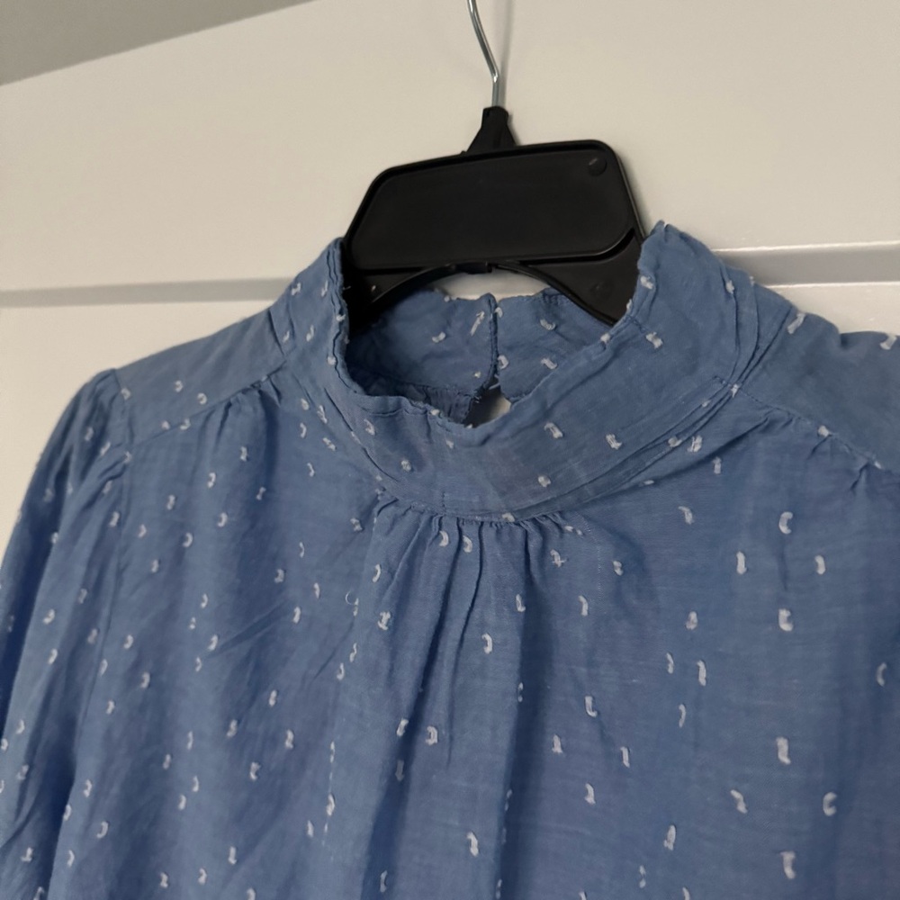 LOFT Blue Swiss Dot 100% Cotton Blouse – Size M - Picture 11 of 15